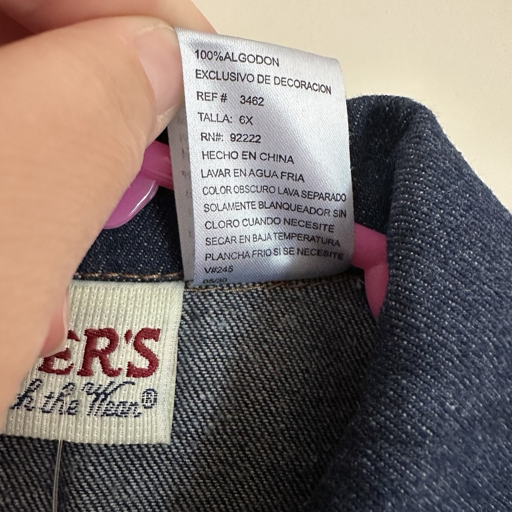 NWT Carter's Watch The Wear Vintage‎ Dark Denim Dress Girls Size 6X Butterflies - Picture 4 of 7